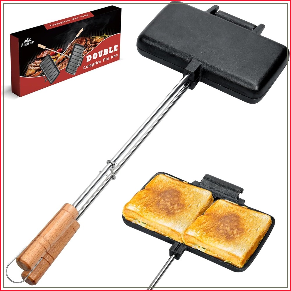 Camping Cooking Cast Iron - Piastra Doppia in Ghisa per Campeggio,