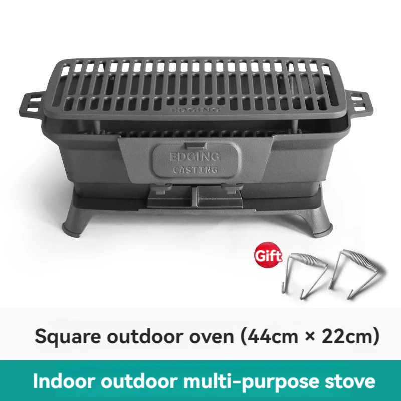 Camping Cooking Cast Iron - Fornello a carbone non rivestito, forno