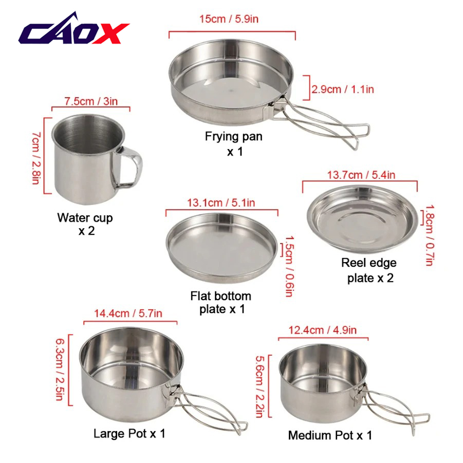 CAOX Set da 8 Pezzi per Campeg - Camping Cooking Ware Set recensione e prezzo