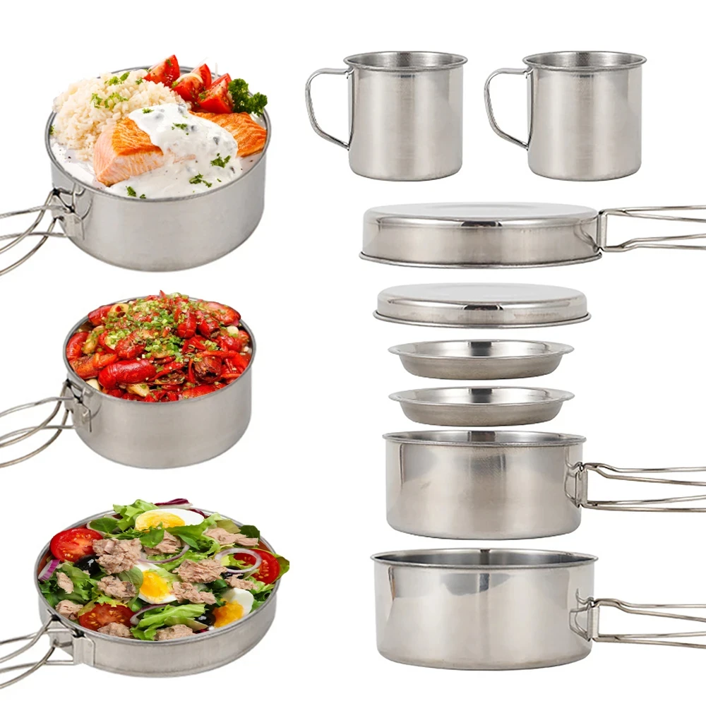 8 pezzi/set pentole da campegg - Camping Cooking Ware Set recensione e prezzo
