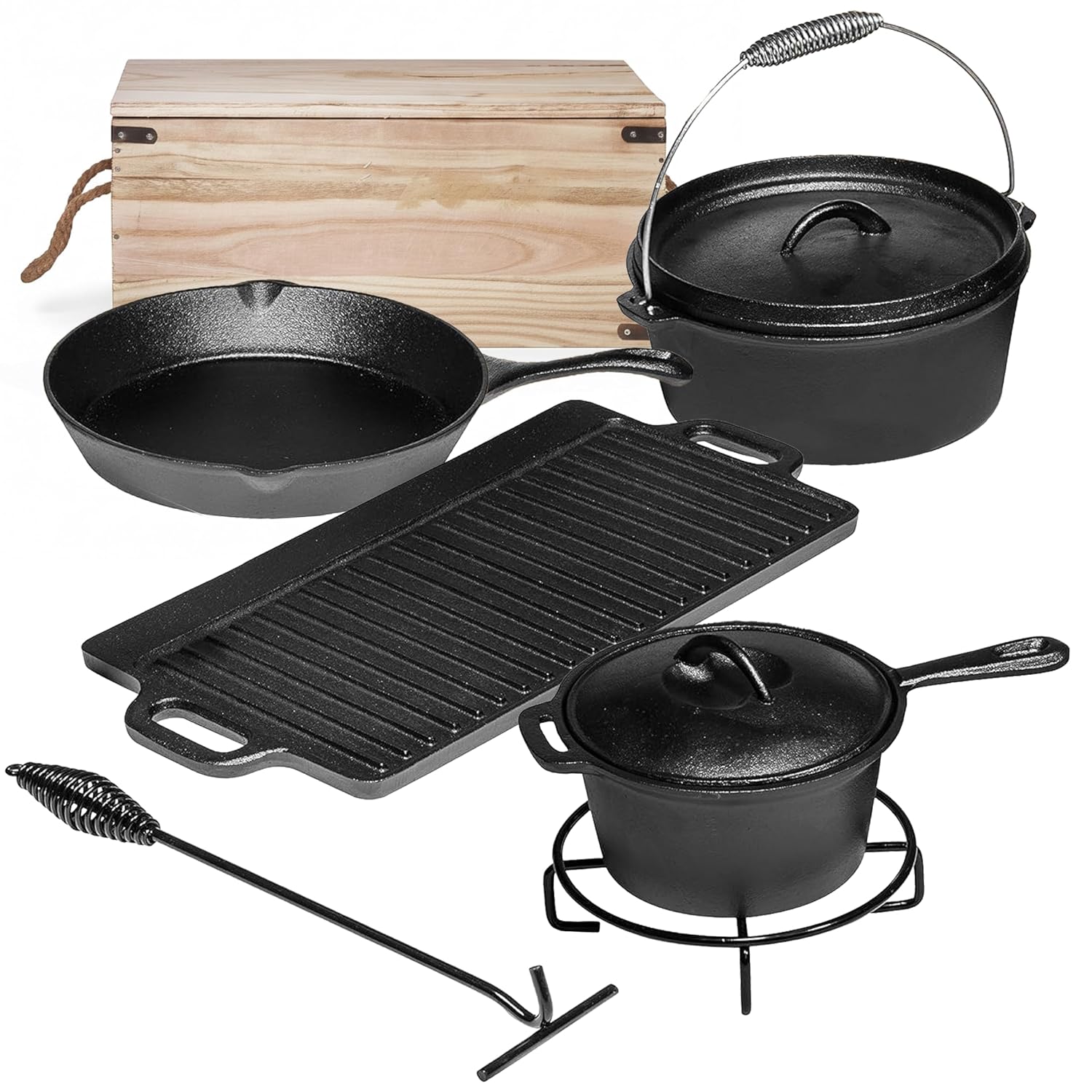 Set da cucina da campeggio com - Camping Cooking Cast Iron recensione e prezzo