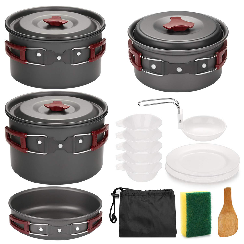 Kit di pentole da campeggio al - Camping Cooking Ware Set recensione e prezzo