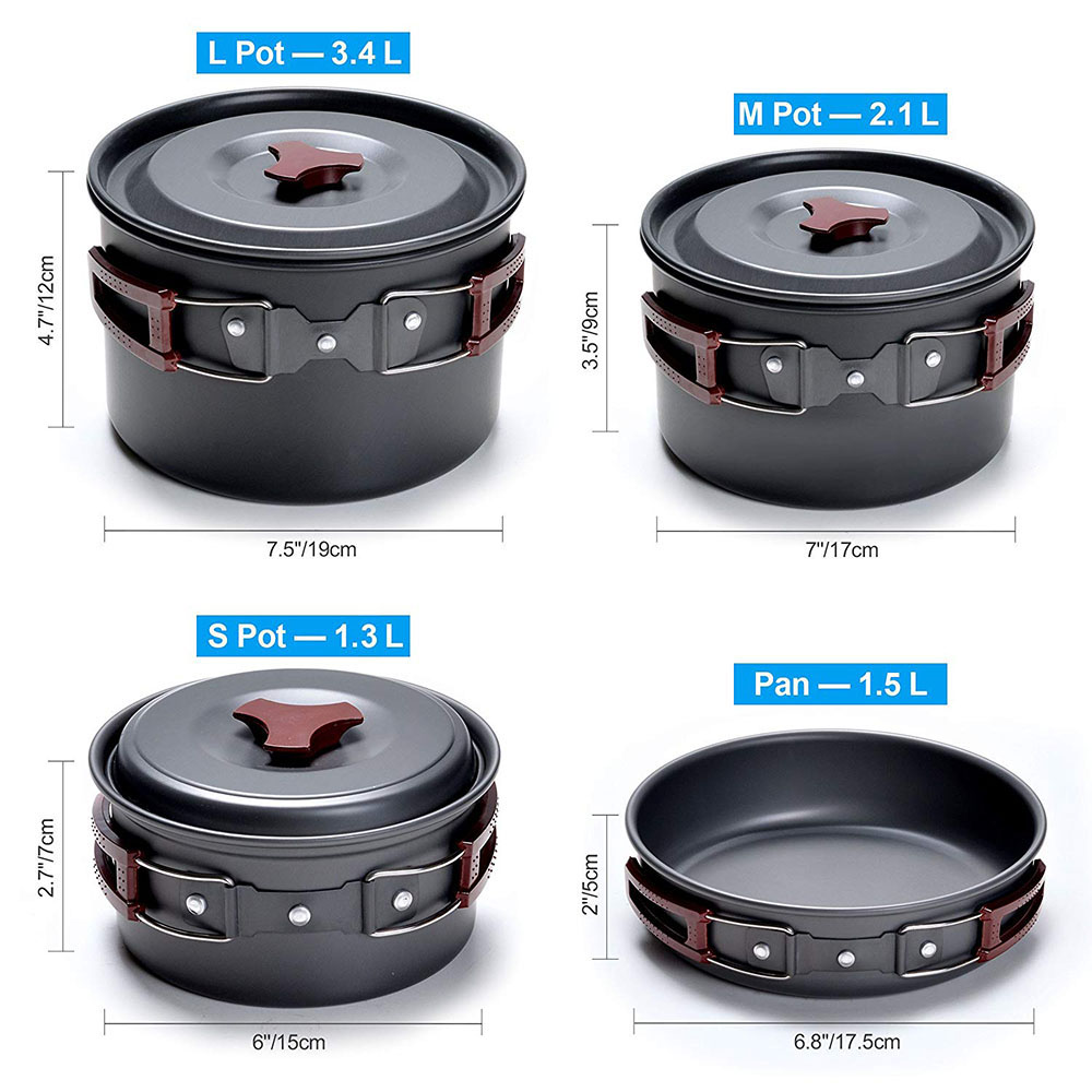 Kit di pentole da campeggio al - Camping Cooking Ware Set recensione e prezzo